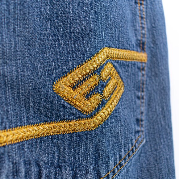 ENYCE Hip Hop Baggy Jeans 37 x 32 Y2K Embroidered Skater Wide Leg Streetwear - Picture 5 of 14